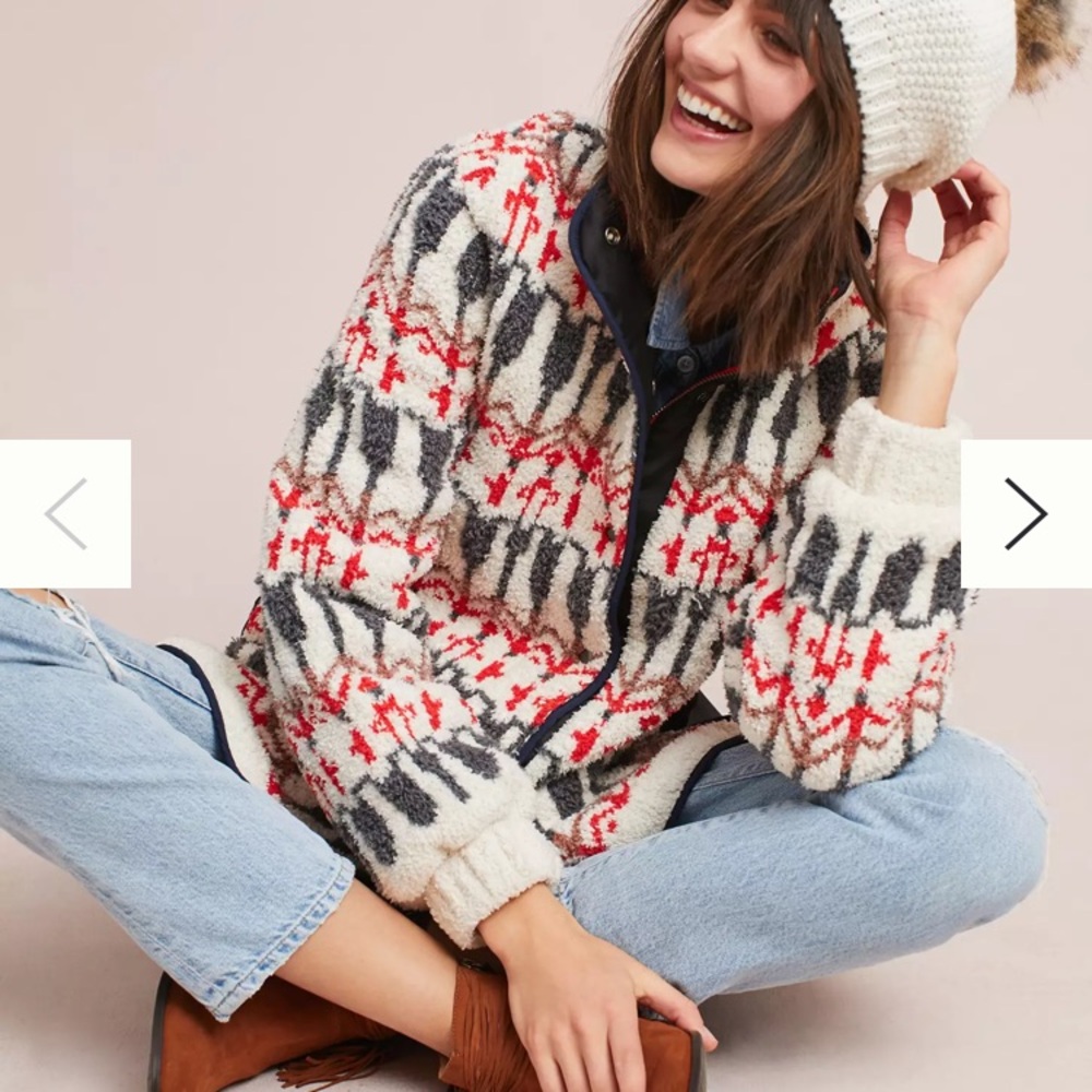 Sherpa Sweater Jacket Small Anthropologie